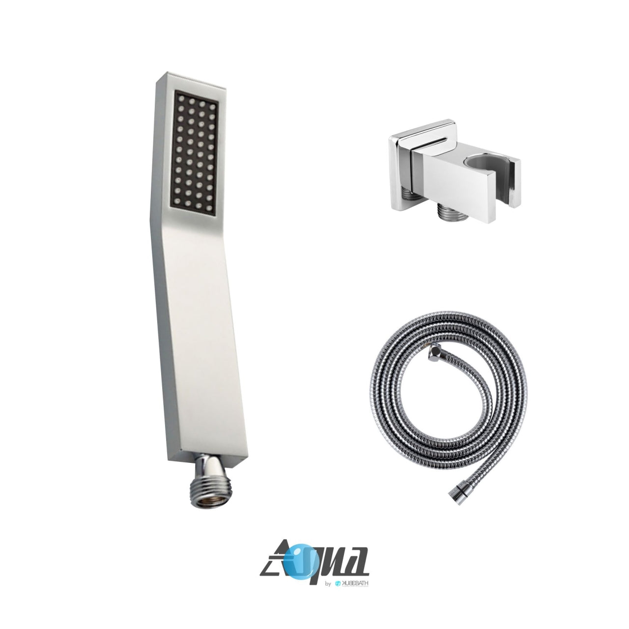 Aqua Piazza Shower Set w/ 12″ Ceiling Mount Square Rain Shower, Handheld and Tub Filler