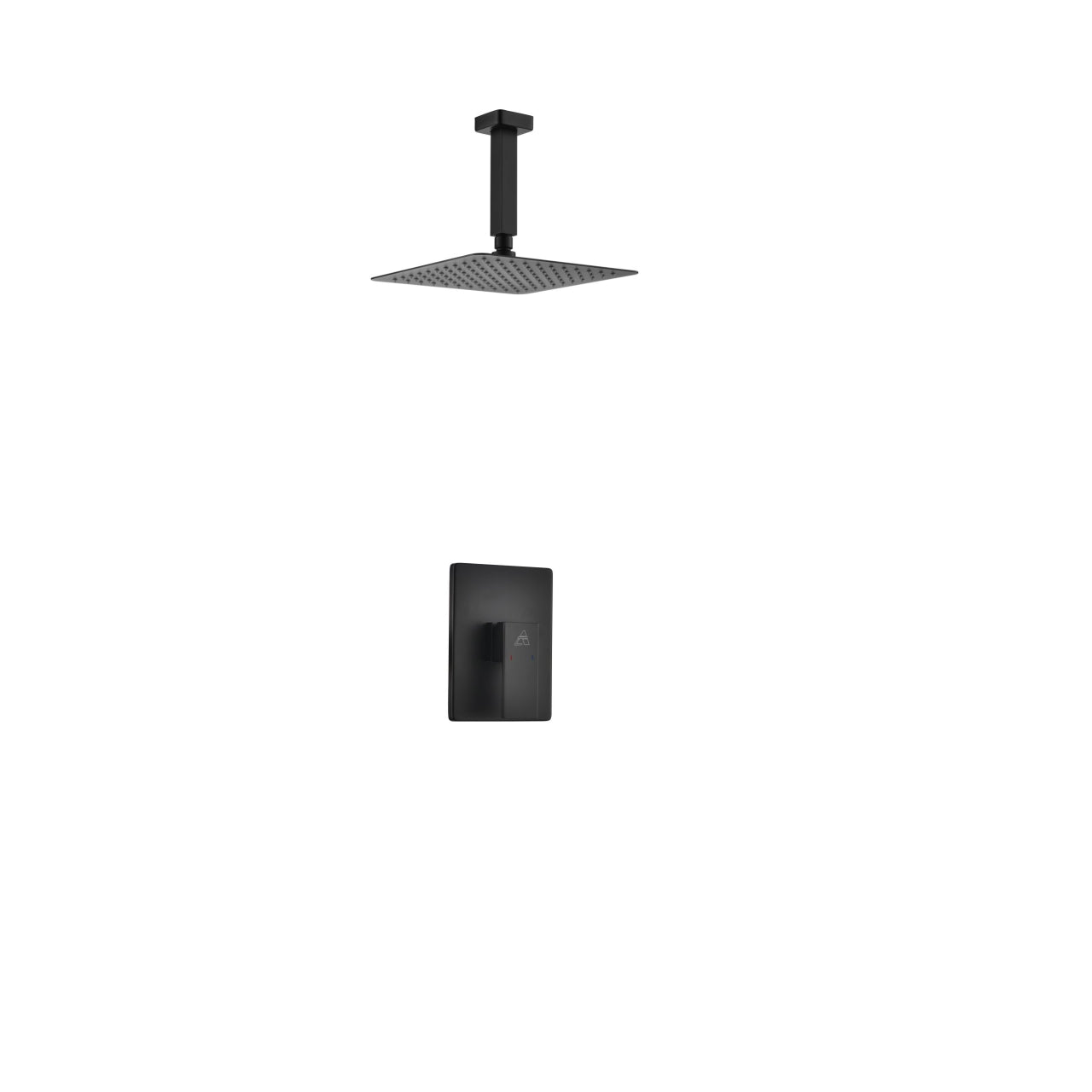 Aqua Piazza Black Shower Set w/ 8″ Ceiling Mount Square Rain Shower