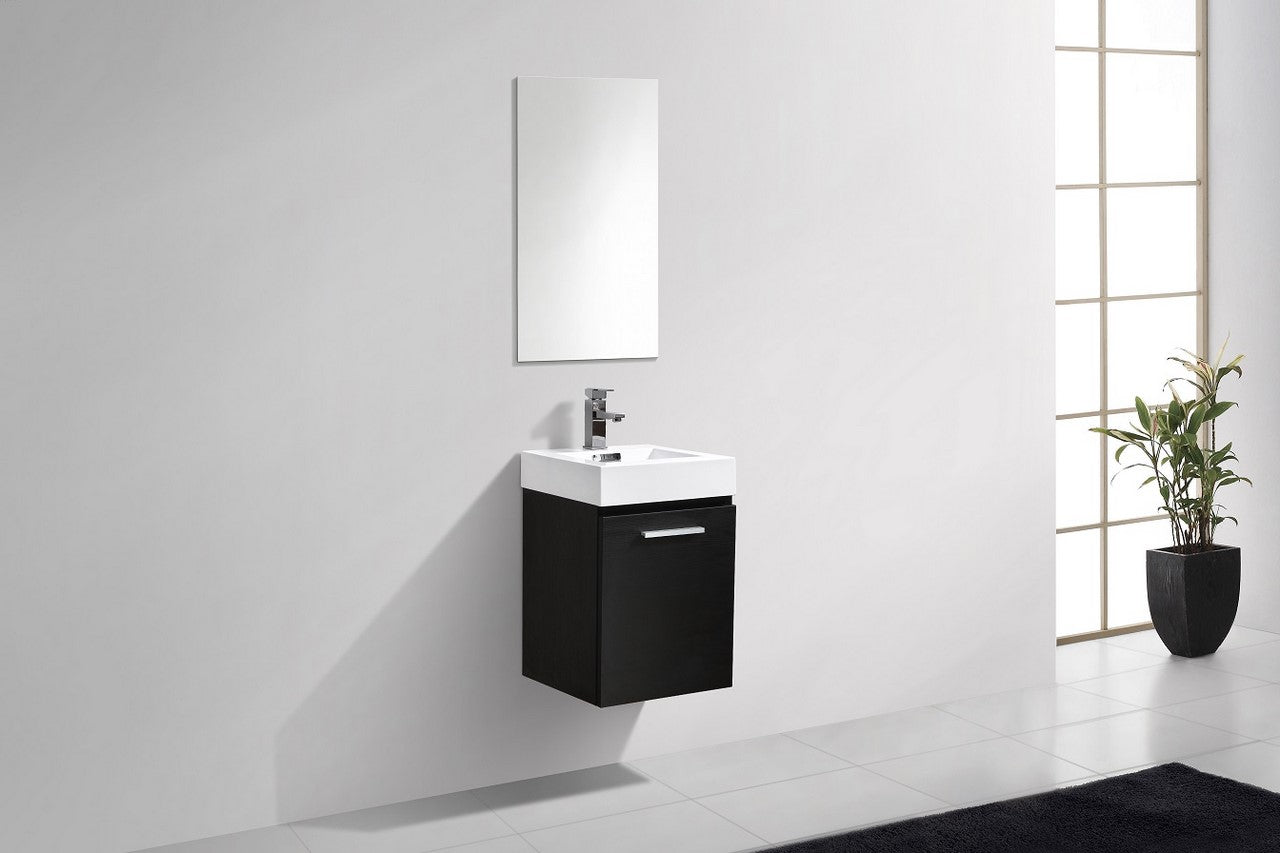 Bliss 16″ Black Wall Mount Modern Bathroom Vanity