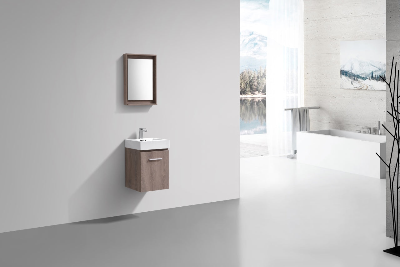 Bliss 16″ Butternut Wall Mount Modern Bathroom Vanity