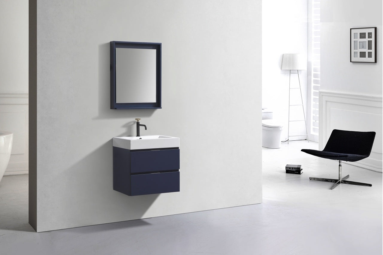 Bliss 24″ Blue Wall Mount Modern Bathroom Vanity