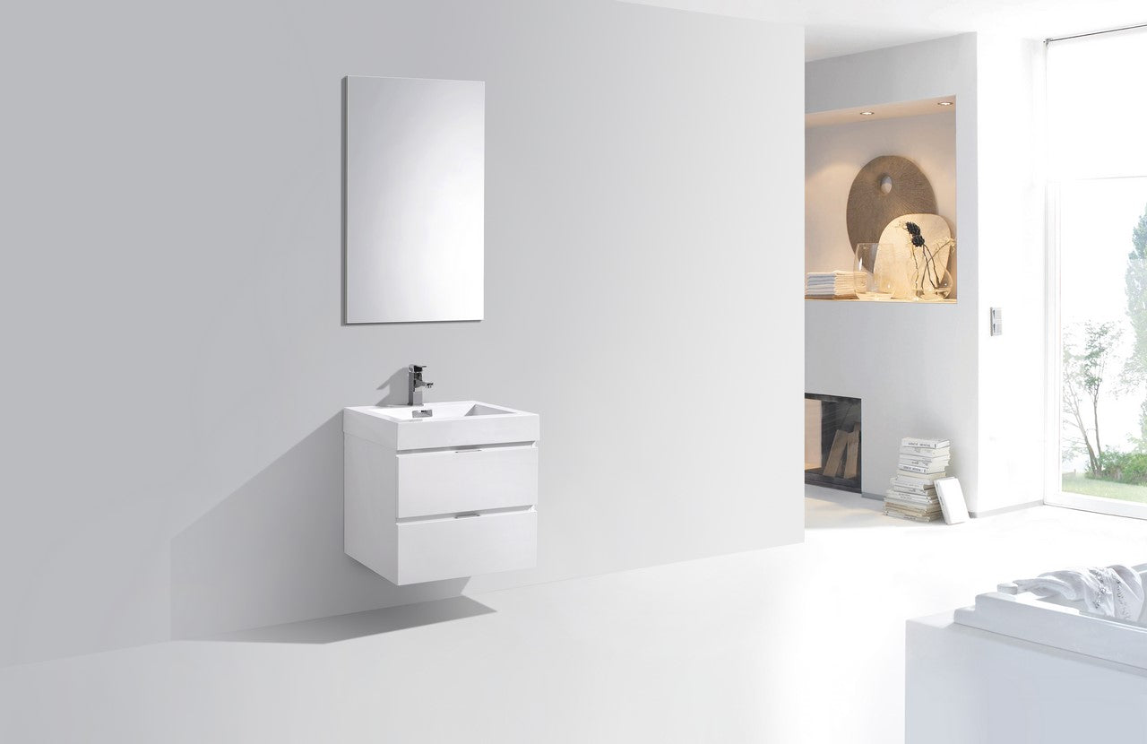 Bliss 24″ High Gloss White Wall Mount Modern Bathroom Vanity
