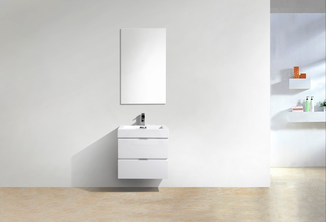 Bliss 24″ High Gloss White Wall Mount Modern Bathroom Vanity
