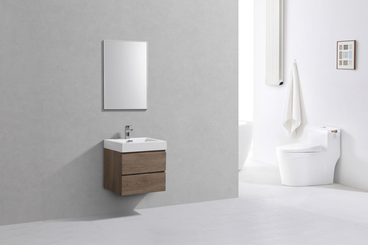 Bliss 24″ Butternut Wall Mount Modern Bathroom Vanity