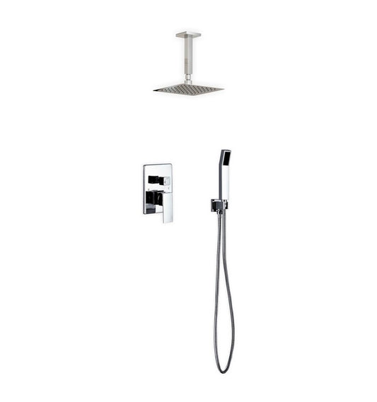 Aqua Piazza Shower Set w/ 8″ Ceiling Mount Square Rain Shower and Handheld