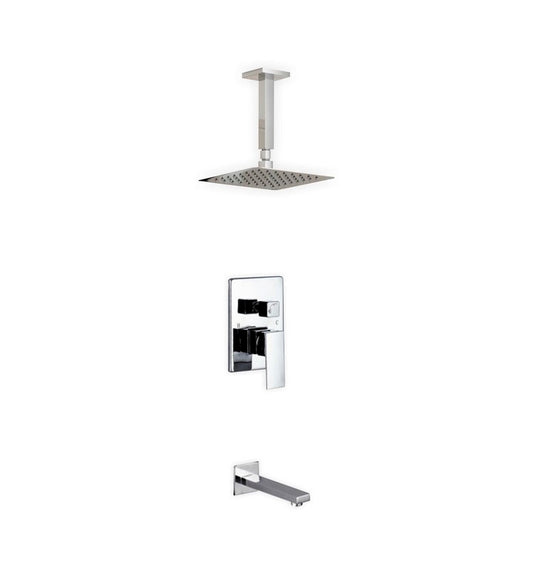 Aqua Piazza Shower Set w/ 8″ Ceiling Mount Square Rain Shower and Tub Filler