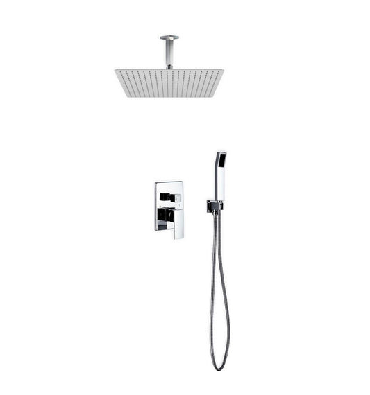 Aqua Piazza Shower Set w/ 20″ Ceiling Mount Square Rain Shower and Handheld