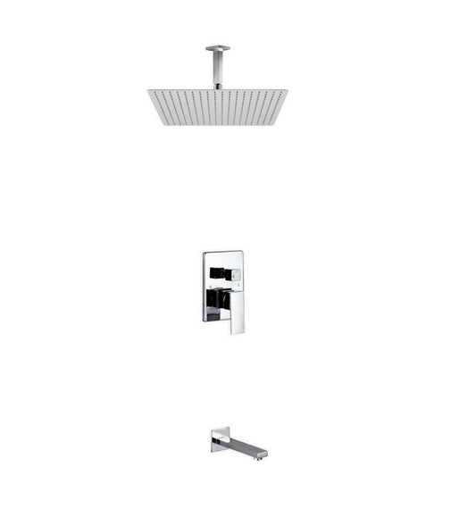 Aqua Piazza Shower Set w/ 20″ Ceiling Mount Square Rain Shower and Tub Filler