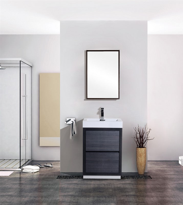 Bliss 24″ Gray Oak Free Standing Modern Bathroom Vanity