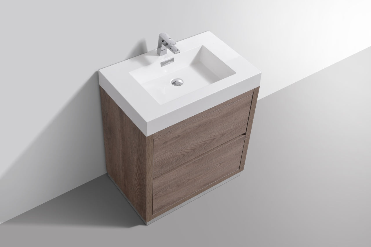 Bliss 30″ Butternut Free Standing Modern Bathroom Vanity