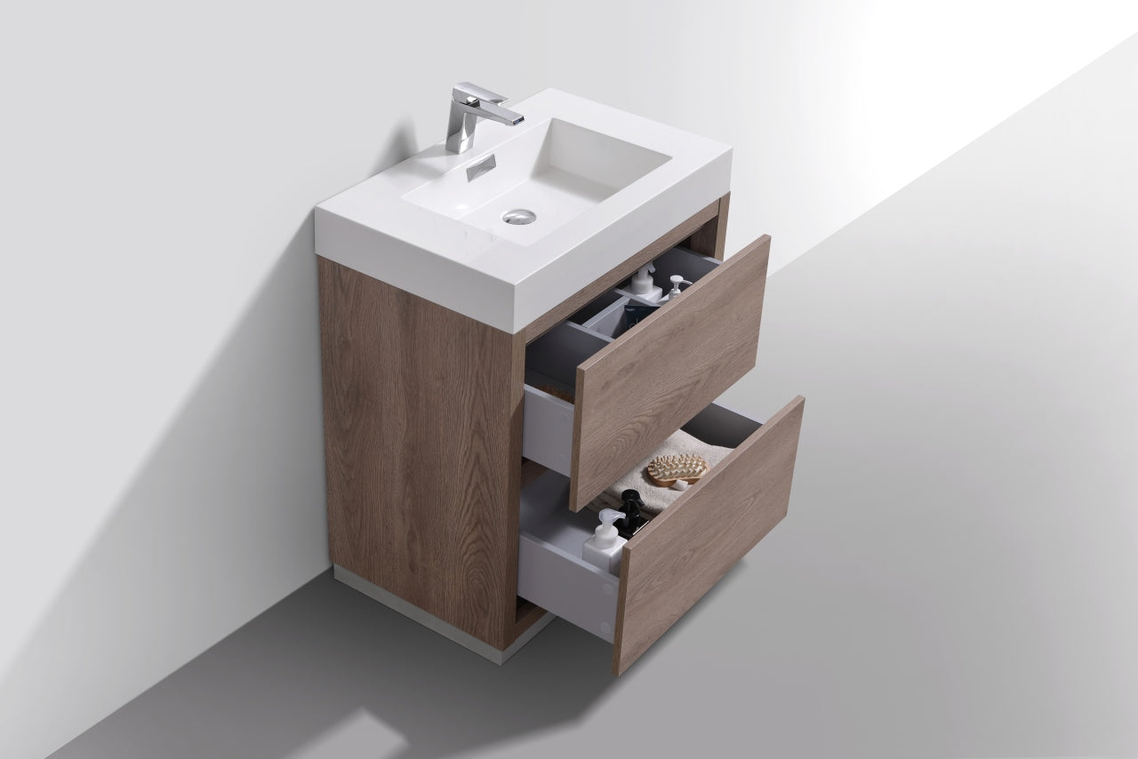 Bliss 30″ Butternut Free Standing Modern Bathroom Vanity
