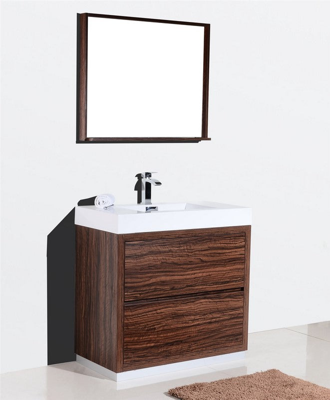 Bliss 36″ Walnut Free Standing Modern Bathroom Vanity