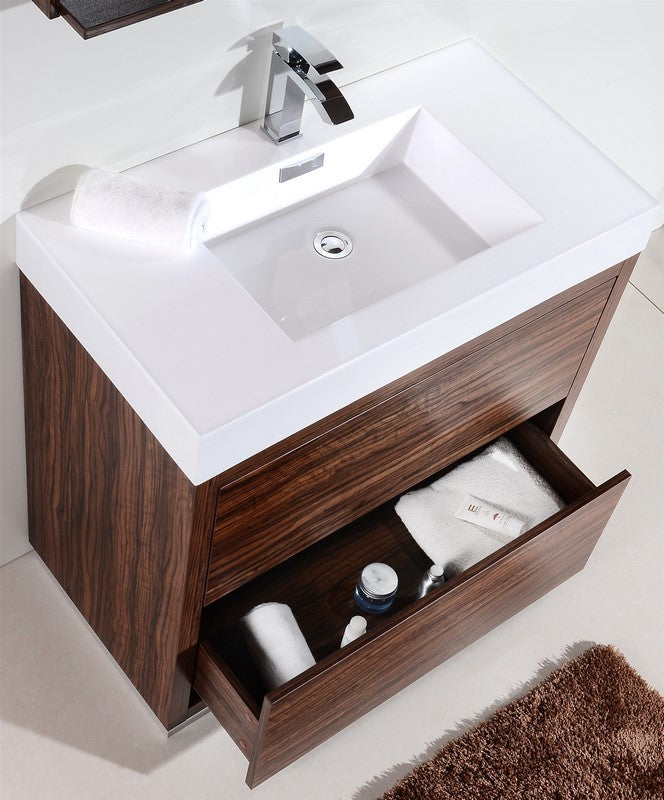 Bliss 36″ Walnut Free Standing Modern Bathroom Vanity