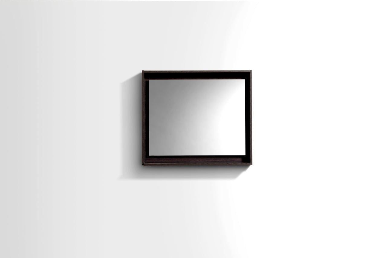 30″ Wide Mirror w/ Shelf – High Gloss Gray Oak