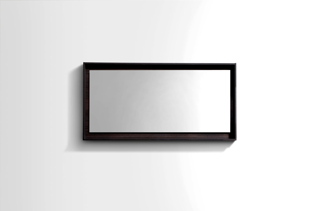 48″ Wide Mirror w/ Shelf – High Gloss Gray Oak