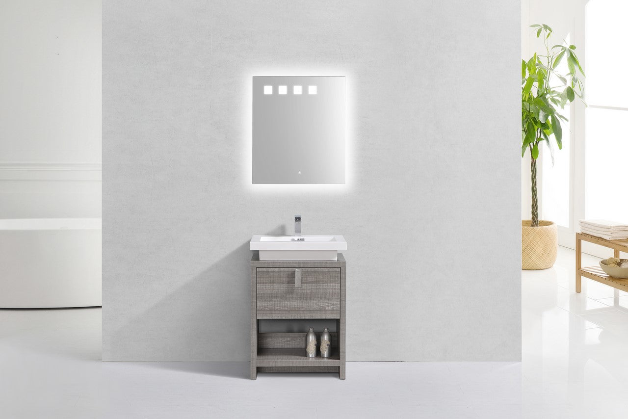 Levi 24″ Ash Gray Modern Bathroom Vanity w/ Cubby Hole