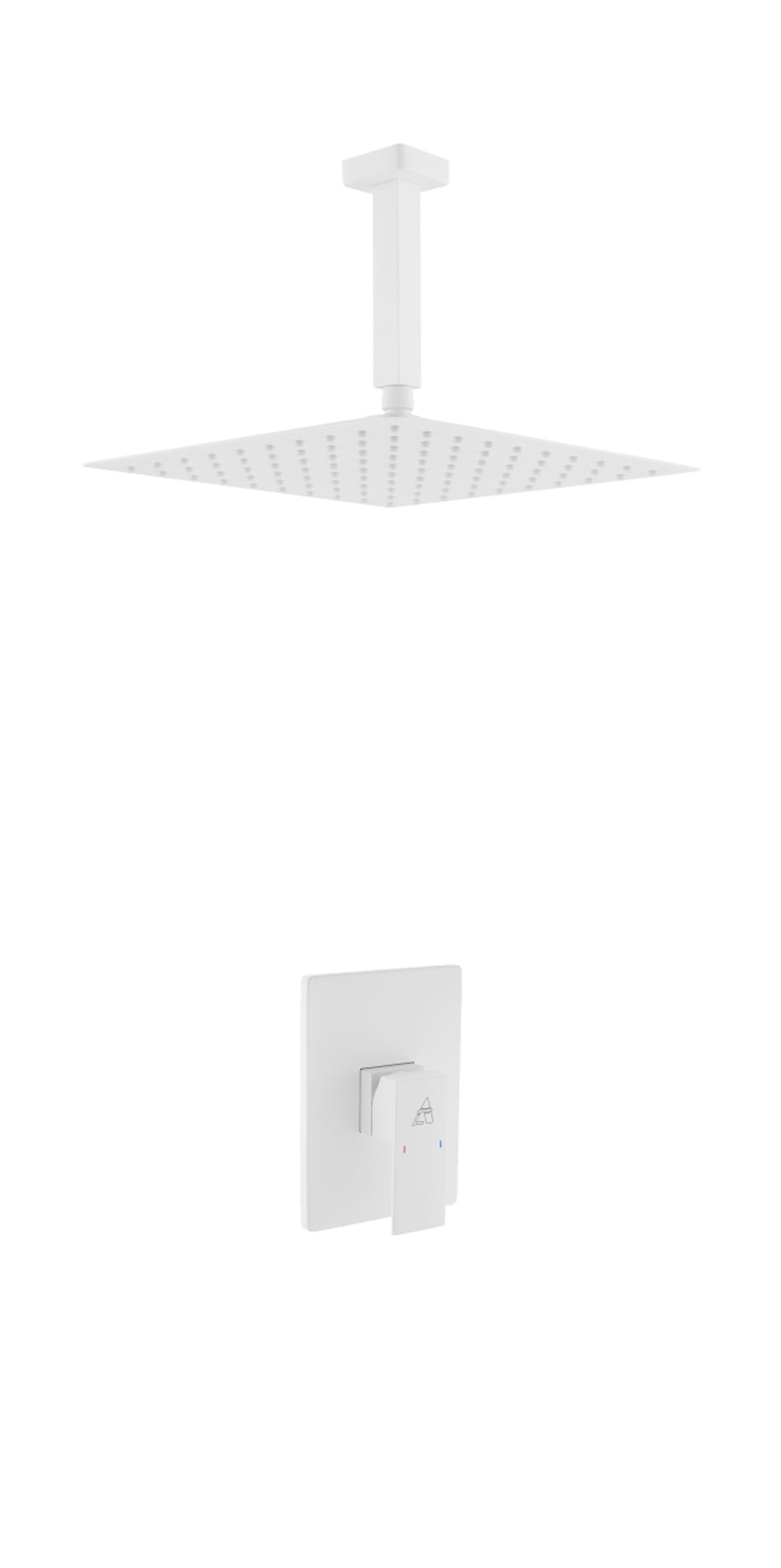 Aqua Piazza White Shower Set w/ 12″ Ceiling Mount Square Rain Shower