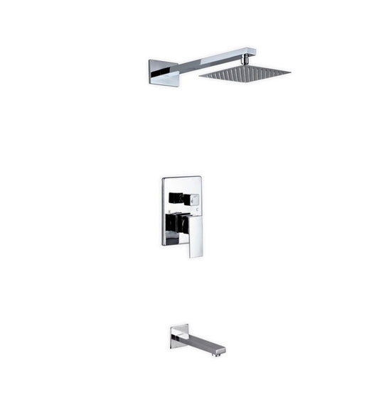 Aqua Piazza Shower Set w/ 8″ Square Rain Shower and Tub Filler