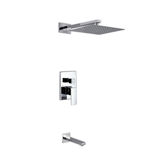 Aqua Piazza Shower Set w/ 12″ Square Rain Shower and Tub Filler